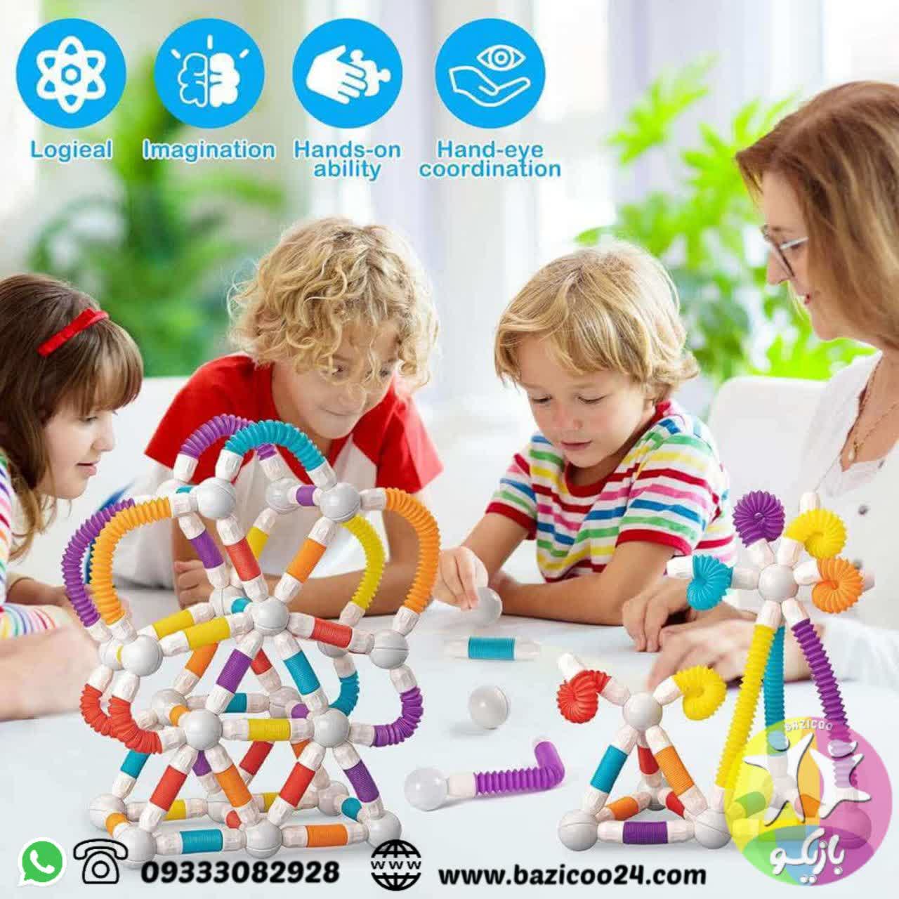 لگو لوله مگنتی منعطف 138 قطعه وارداتی - تصویر 4