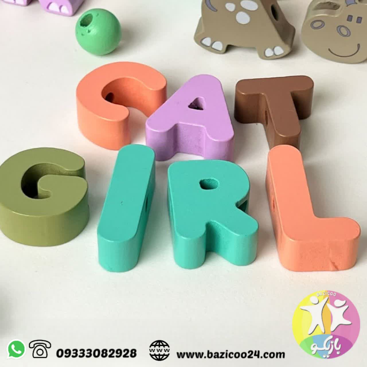 سطل بلوک های چوبی اعداد و حروف و اشکال وارداتی - تصویر 3